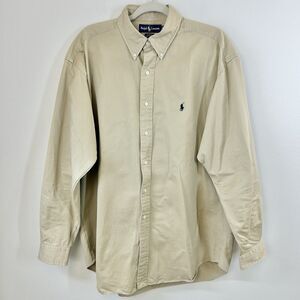 Ralph Lauren Shirt Mens L‎ Blake 100% Cotton Long Sleeve Button Down Neutral